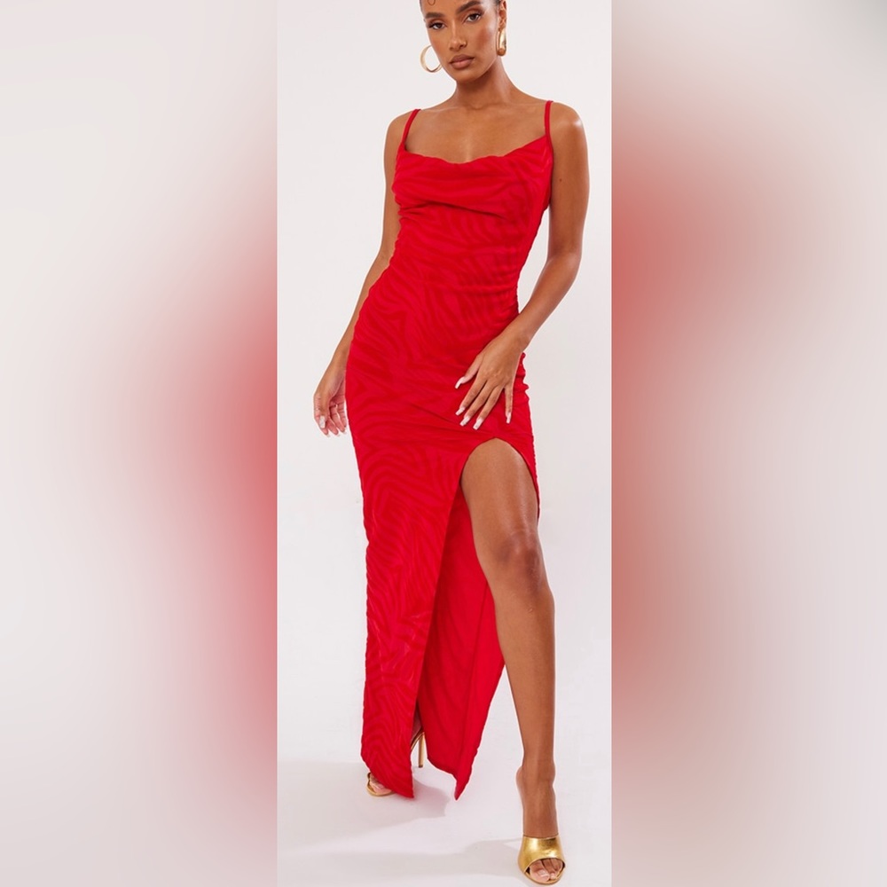 Red floor length dress